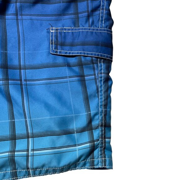 Op‎ Men's Blue Plaid Swim Trunks XL (40-42 W) Swim Shorts - Picture 13 of 15